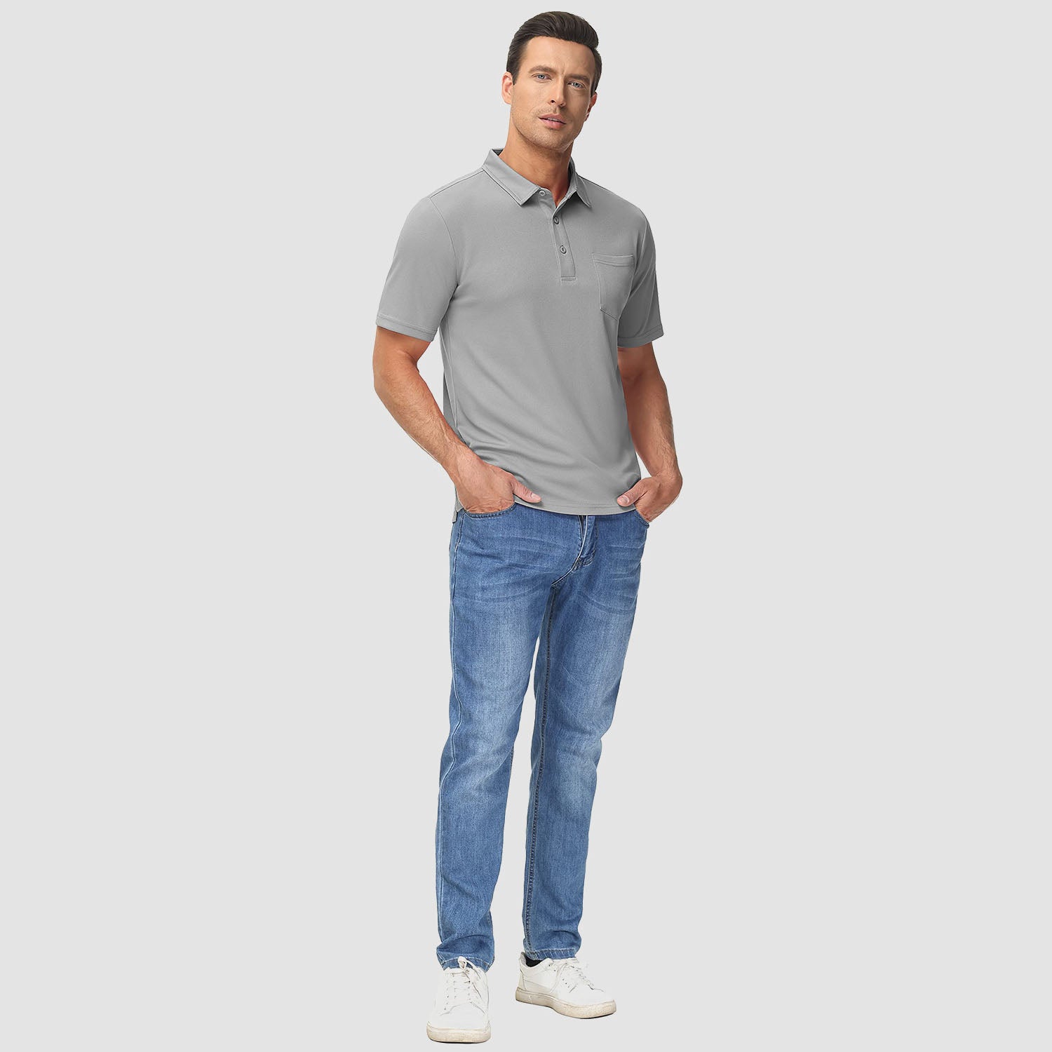 Casual Polo Shirts for Men Short Sleeve with Pocket Golf Shirts Quick Dry