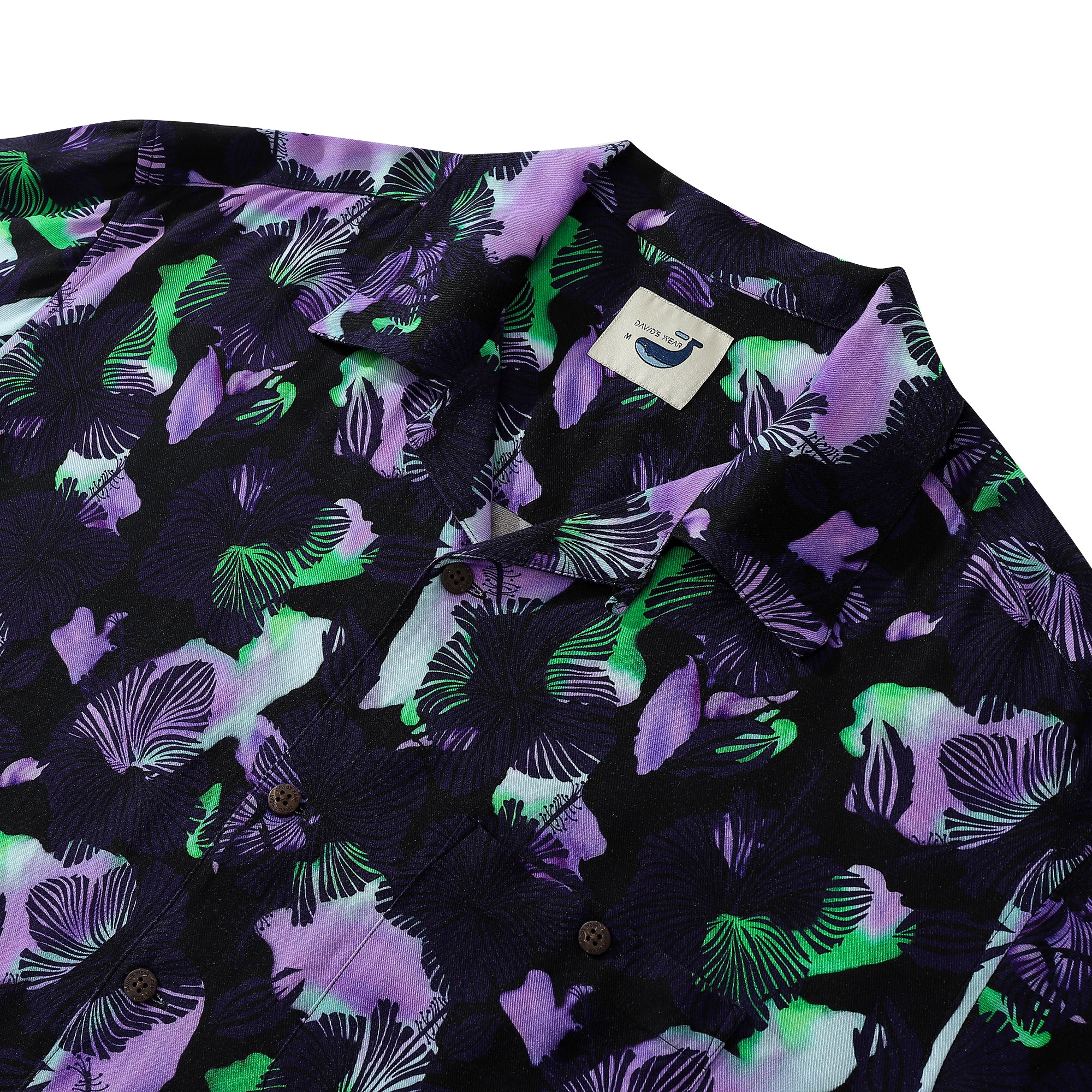 Dark Jacquard Hibiscus 80s Classic Rayon Shirt Drapes well